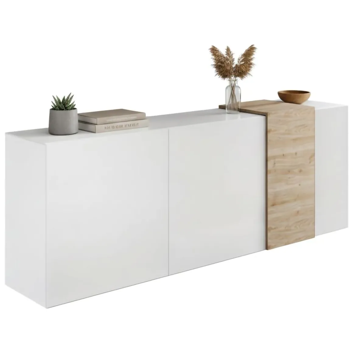 Credenza rovere nodi e bianco lucida 181x44x86h cm 3 ante - Jerry
