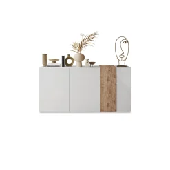 Credenza rovere nodi e bianco lucida 181x44x86h cm 3 ante - Jerry