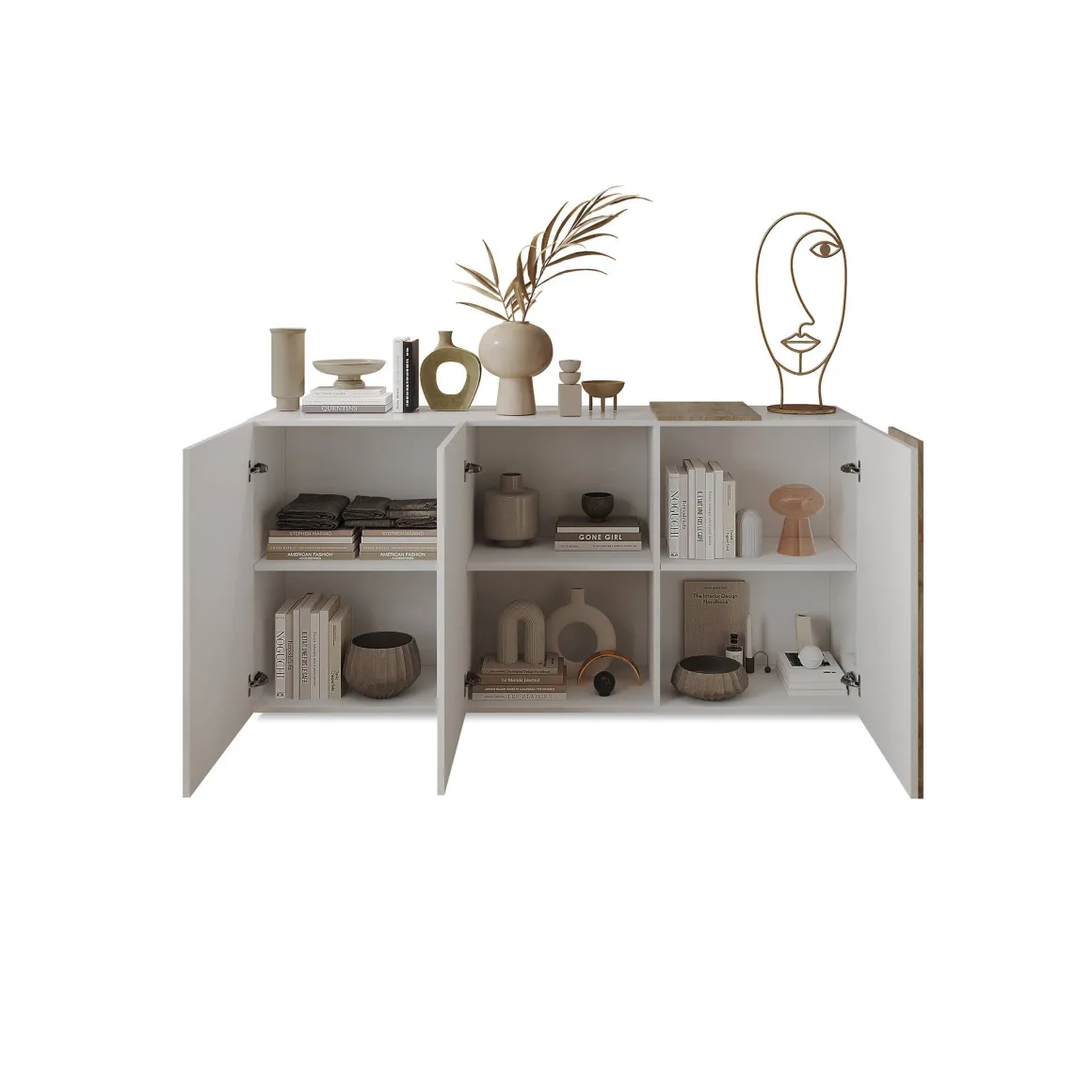 Credenza rovere nodi e bianco lucida 181x44x86h cm 3 ante - Jerry