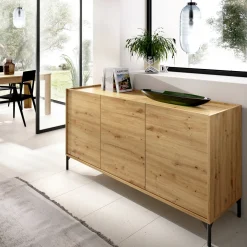 Cucina|Salotto > Dmora Credenza rovere nodi 155x43x75h cm 3 ante - Afrodite Marrone Rovere Nodi