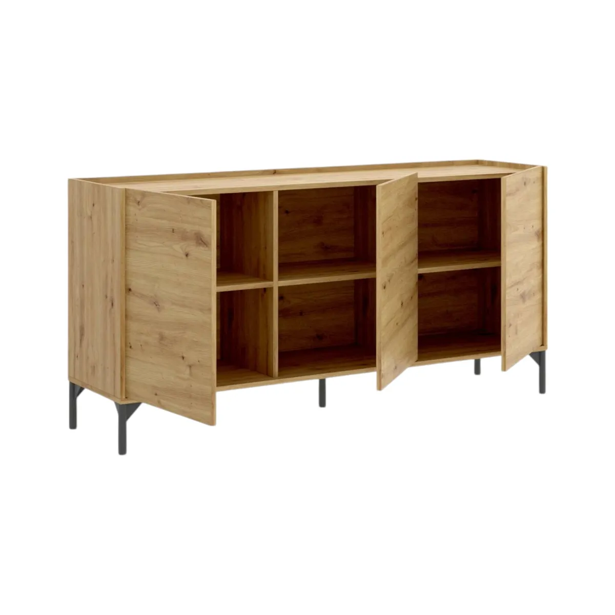 Cucina|Salotto > Dmora Credenza rovere nodi 155x43x75h cm 3 ante - Afrodite Marrone Rovere Nodi
