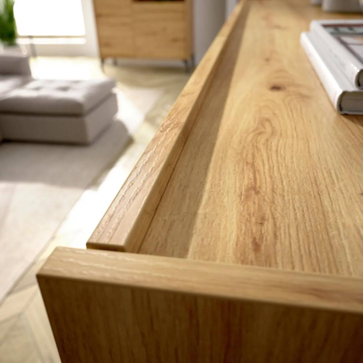 Cucina|Salotto > Dmora Credenza rovere nodi 155x43x75h cm 3 ante - Afrodite Marrone Rovere Nodi