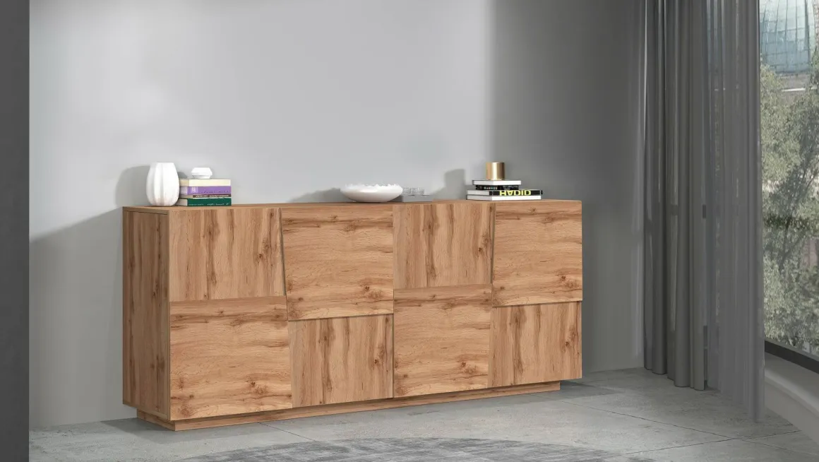 Credenza rovere 200x44x86h cm 4 ante - Arda