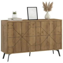 Cucina|Madie > Dmora Credenza rovere 123x35x77h cm 4 ante - Brunale Marrone Rovere