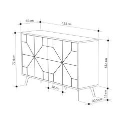Cucina|Madie > Dmora Credenza rovere 123x35x77h cm 4 ante - Brunale Marrone Rovere