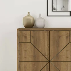 Cucina|Madie > Dmora Credenza rovere 123x35x77h cm 4 ante - Brunale Marrone Rovere