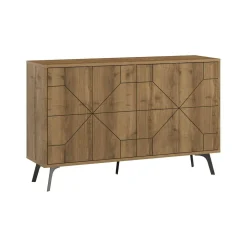 Cucina|Madie > Dmora Credenza rovere 123x35x77h cm 4 ante - Brunale Marrone Rovere