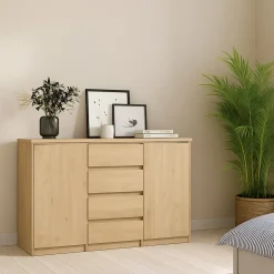 Credenza rovere 120x50x90h cm 2 ante e 4 cassetti - Angelika