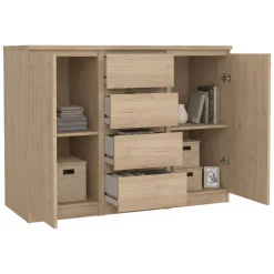 Credenza rovere 120x50x90h cm 2 ante e 4 cassetti - Angelika