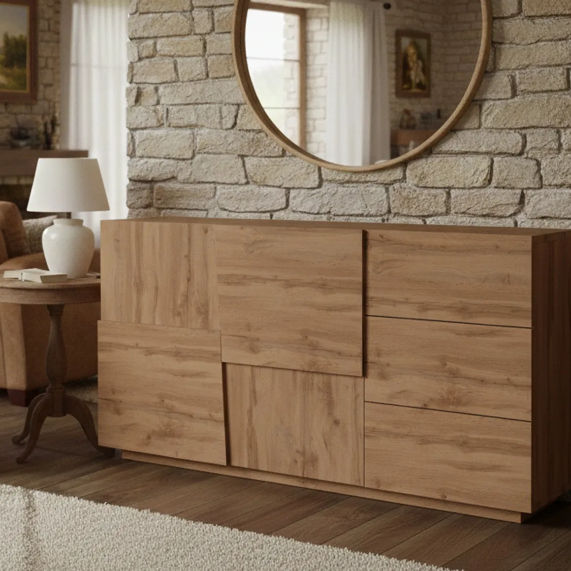 Credenza rovere 180x44x86h cm 2 ante e 3 cassetti - Avelignese