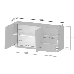 Credenza rovere 180x44x86h cm 2 ante e 3 cassetti - Avelignese