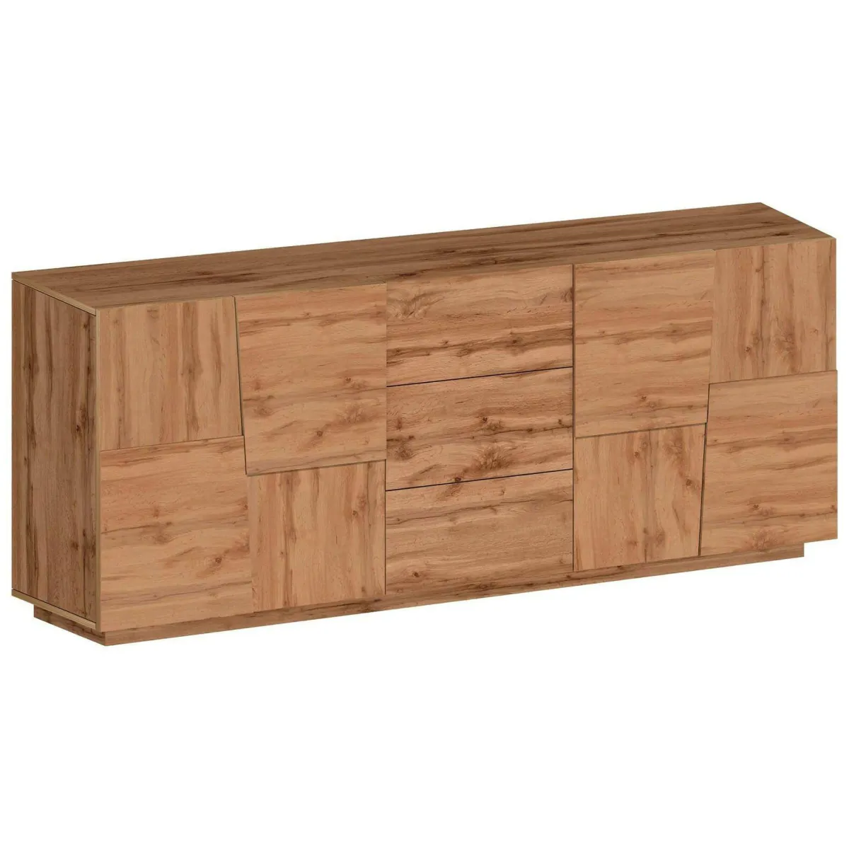 Cucina|Madie > Dmora Credenza rovere 220x44x86h cm 4 ante e 3 cassetti - Astel Marrone Rovere