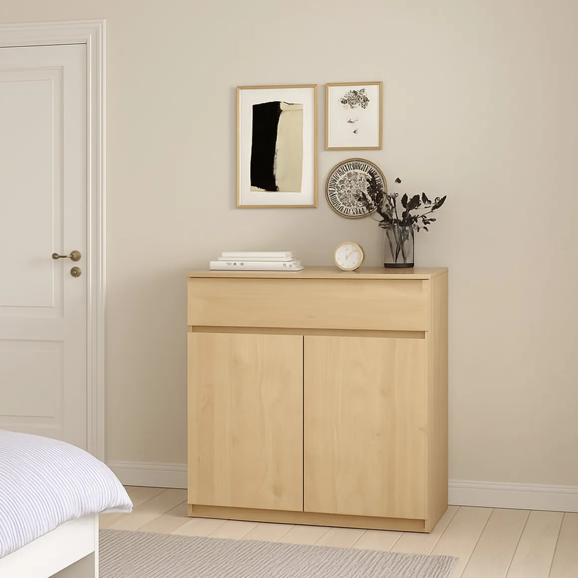 Credenza rovere 80x40x100h cm 2 ante e 1 cassetto - Genziana