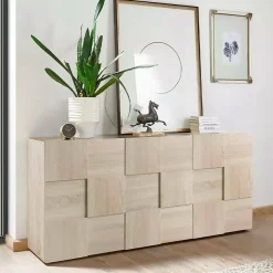 Madie|Credenze > Dmora Credenza rovere 181x43x84h cm 3 ante - Ulysses Marrone Rovere