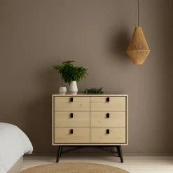 Credenza rovere 101x40x94h cm 6 cassetti - Maka