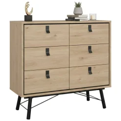 Credenza rovere 101x40x94h cm 6 cassetti - Maka