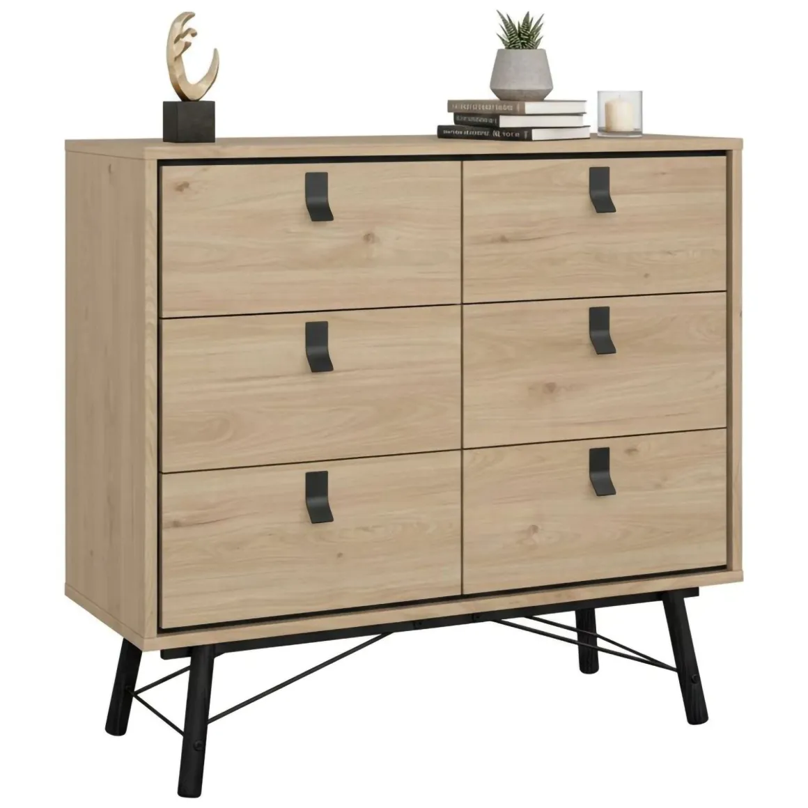 Credenza rovere 101x40x94h cm 6 cassetti - Maka