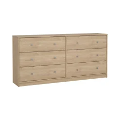 Madie|Credenze > Dmora Credenza rovere 150x40x94h cm 6 cassetti - Anturio Marrone Rovere