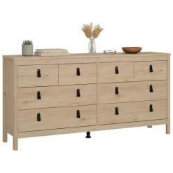 Madie|Credenze > Dmora Credenza rovere 159x38x79h cm 8 cassetti - Kovsova Marrone Rovere