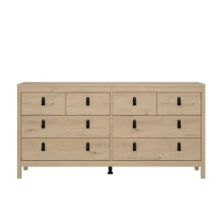 Madie|Credenze > Dmora Credenza rovere 159x38x79h cm 8 cassetti - Kovsova Marrone Rovere