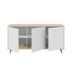 Credenza soggiorno rovere e bianca 154x41x75h cm 3 ante - Acrolorum