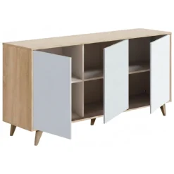 Credenza soggiorno rovere e bianca 154x41x75h cm 3 ante - Acrolorum