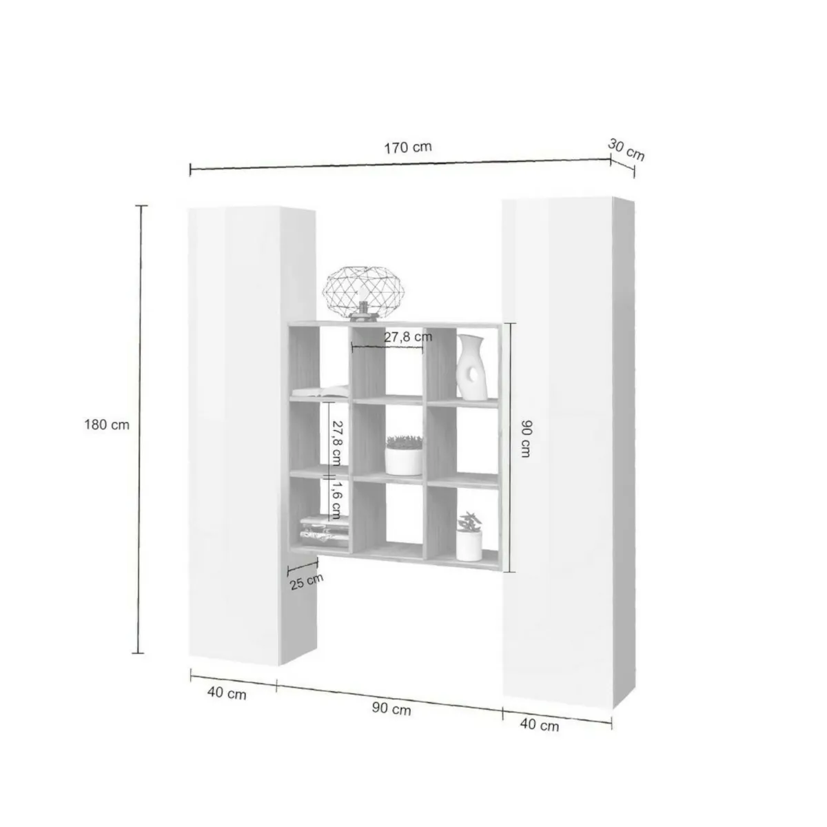 Cucina|Madie > Dmora Credenza stretta antracite e acero 40x30x180h cm 2 ante - Acerenza Marrone Acero, Nero Antracite