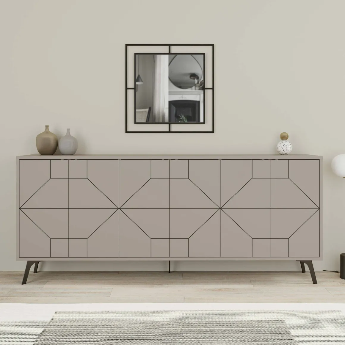 Credenza tortora 184x35x77h cm 6 ante - Africo