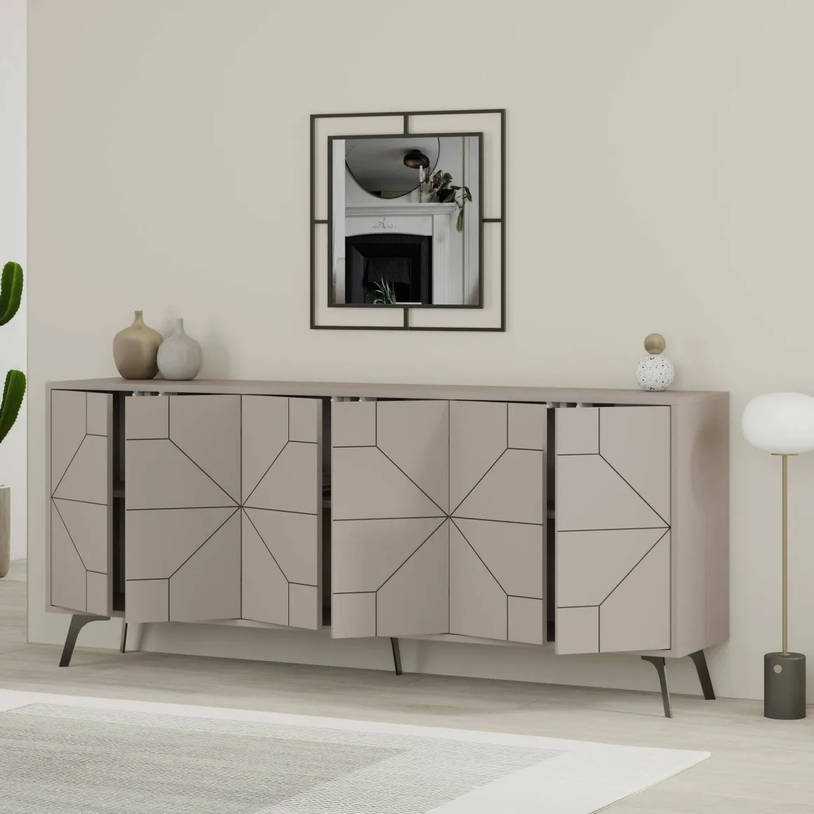 Credenza tortora 184x35x77h cm 6 ante - Africo