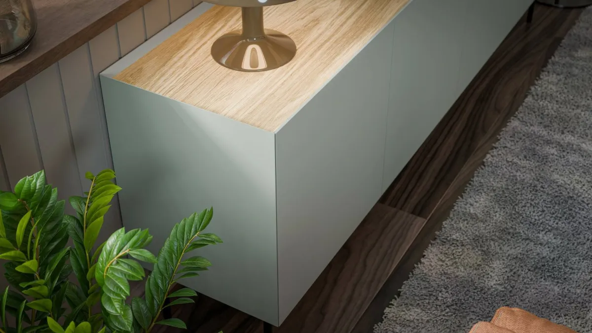Madie|Credenze > Dmora Credenza verde e rovere 150x40x70h cm 3 ante - Verrone Marrone, Verde Rovere