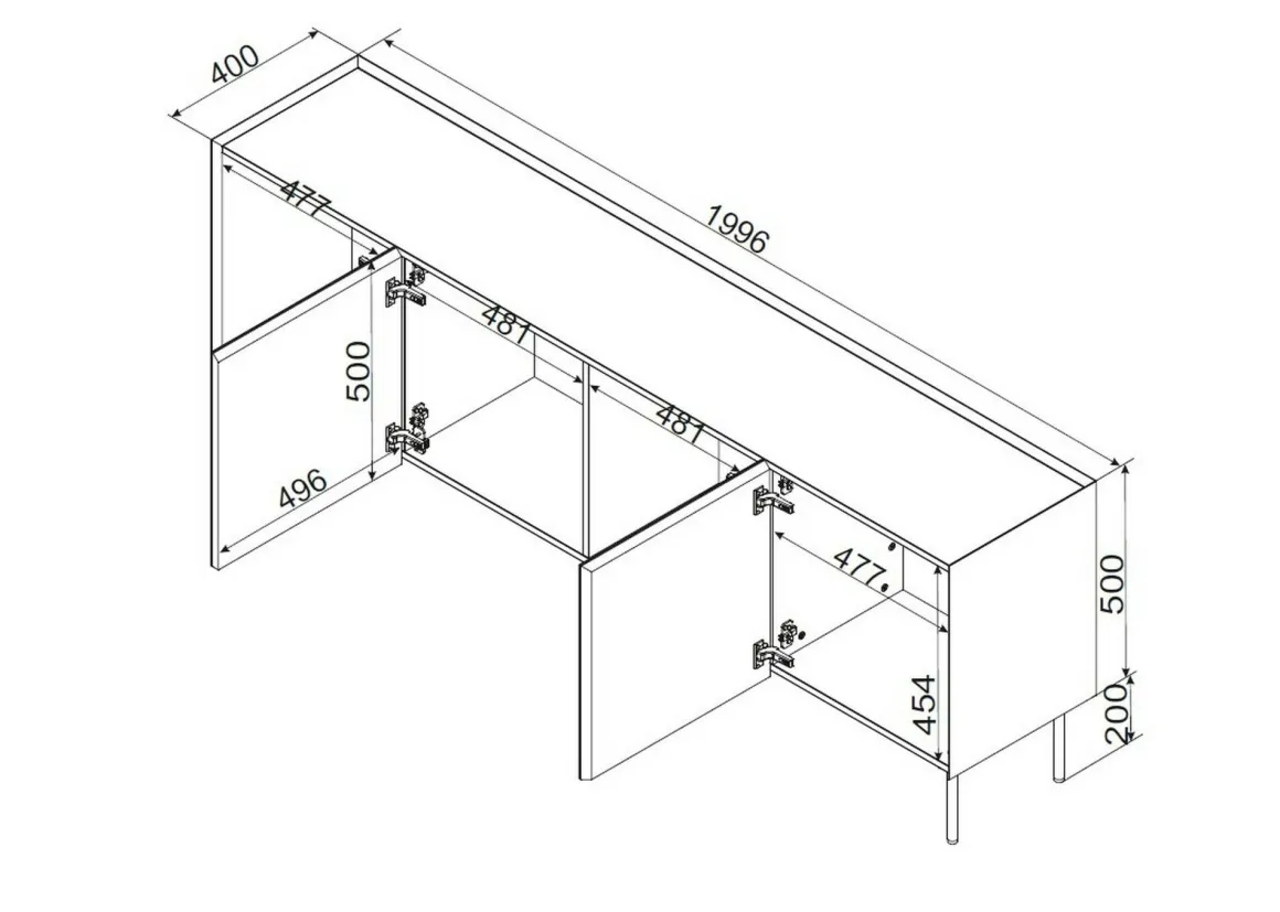Credenza verde e rovere 200x40x70h cm 4 ante - Sagrado