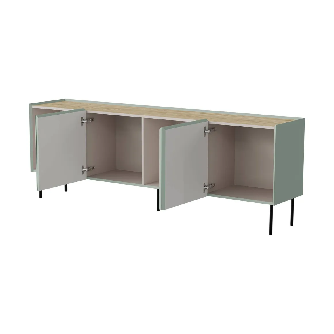 Credenza verde e rovere 200x40x70h cm 4 ante - Sagrado