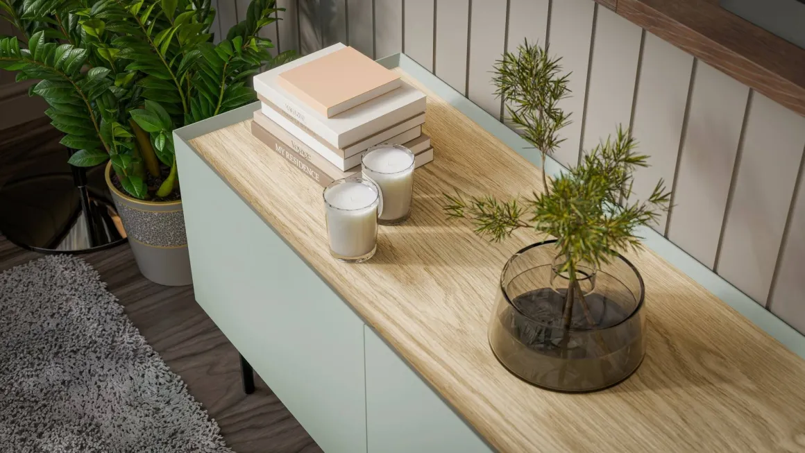 Credenza verde e rovere 200x40x70h cm 4 ante - Sagrado