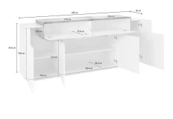 Credenza Verde 3 Ripiani Apertura Battente, a Ribalta 200x45x85.5h cm, 5 Ante - Pulfero