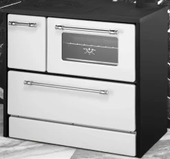 Stufe A Legna > Dmora Cucina a legna in metallo bianca e nera 87x51x79h cm - Andalo Bianco, Nero