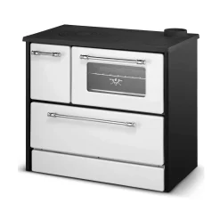 Stufe A Legna > Dmora Cucina a legna in metallo bianca e nera 87x51x79h cm - Andalo Bianco, Nero