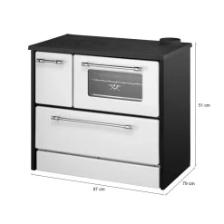 Stufe A Legna > Dmora Cucina a legna in metallo bianca e nera 87x51x79h cm - Andalo Bianco, Nero