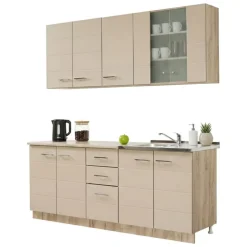 Cucina Beige Marrone Rovere 2 Cassetti 9 Ripiani, 10 Ante - Ieri