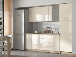 Cucina Beige Marrone Rovere 2 Cassetti 9 Ripiani, 10 Ante - Ieri