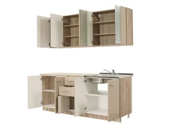 Cucina Beige Marrone Rovere 2 Cassetti 9 Ripiani, 10 Ante - Ieri