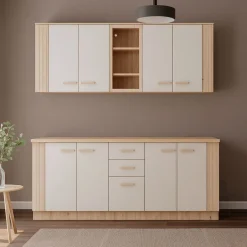 Cucine > Dmora Cucina Beige Marrone Rovere Nodi 2 Cassetti 8 Ripiani, 9 Ante - Ghemme Marrone, Beige Rovere Nodi