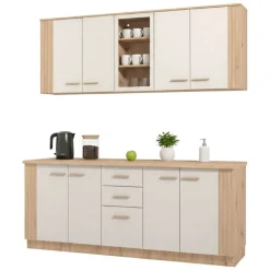 Cucine > Dmora Cucina Beige Marrone Rovere Nodi 2 Cassetti 8 Ripiani, 9 Ante - Ghemme Marrone, Beige Rovere Nodi