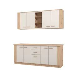 Cucine > Dmora Cucina Beige Marrone Rovere Nodi 2 Cassetti 8 Ripiani, 9 Ante - Ghemme Marrone, Beige Rovere Nodi
