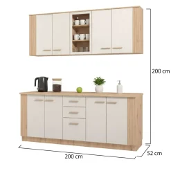 Cucine > Dmora Cucina Beige Marrone Rovere Nodi 2 Cassetti 8 Ripiani, 9 Ante - Ghemme Marrone, Beige Rovere Nodi