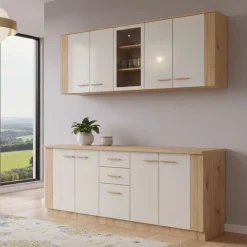 Cucine > Dmora Cucina Beige Marrone Rovere Nodi 2 Cassetti 8 Ripiani, 9 Ante - Ghemme Marrone, Beige Rovere Nodi