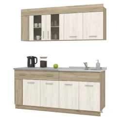 Cucina Beige Marrone Rovere un Cassetto 4 Ripiani, 8 Ante - Interamna