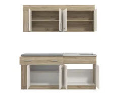 Cucina Beige Marrone Rovere un Cassetto 4 Ripiani, 8 Ante - Interamna