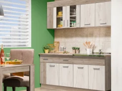 Cucina Beige Marrone Rovere un Cassetto 4 Ripiani, 8 Ante - Interamna
