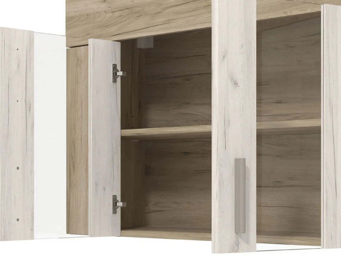 Cucina Beige Marrone Rovere un Cassetto 4 Ripiani, 8 Ante - Interamna
