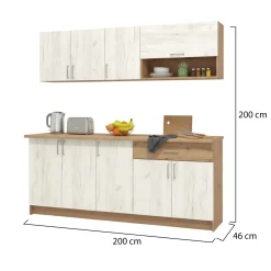 Cucina Bianco Larice Marrone Rovere un Cassetto 5 Ripiani, 9 Ante - Surano